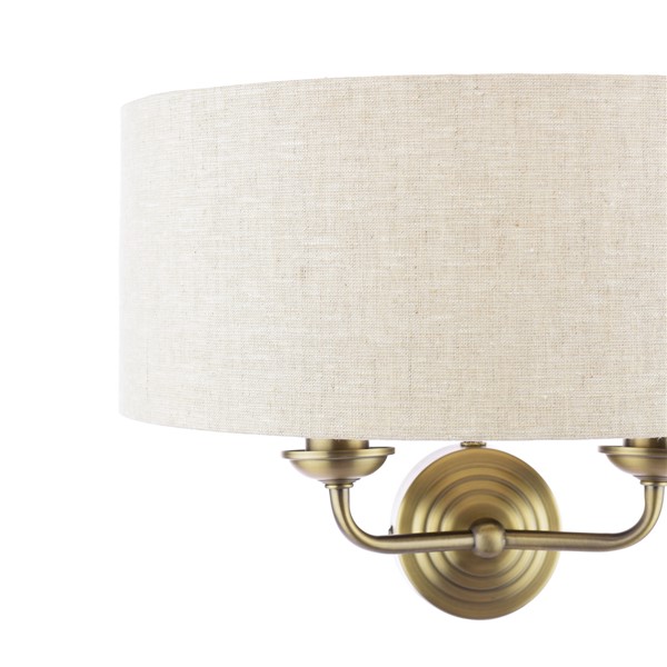 (image for) Laura Ashley Sorrento 2 Light Wall Light Matt Antique Brass With Natural Shade